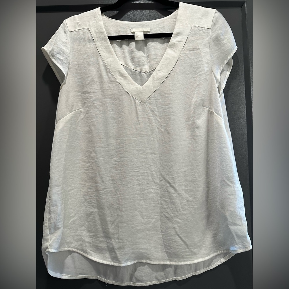 H&M women's short sleeve white blouse